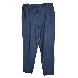 Cento Lino 100% Linen Navy Blue Summer Breezy Pants Size Large
